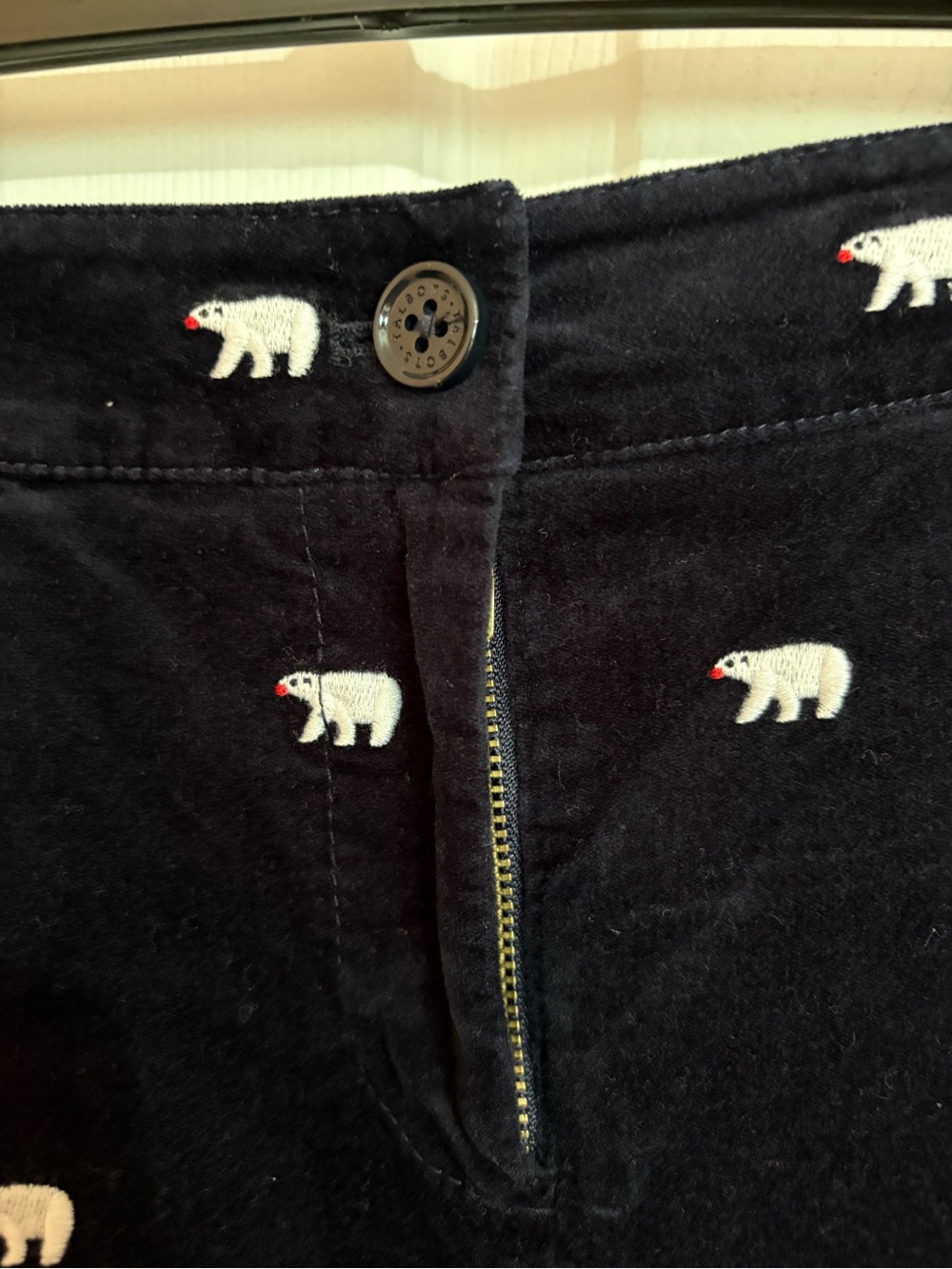 Talbots Navy Velvet A-Line Skirt with White Polar Bear Embroidery - Picture 4 of 5
